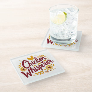 Chicken Whisperer Rustic Farmhouse Cottagecore Glass Coaster