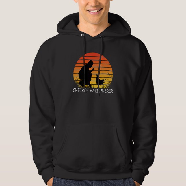 Chicken Whisperer with Retro Sunset Backyard Chick Hoodie (Front)
