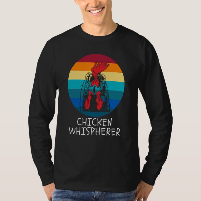 Chicken Whisperer with Retro Sunset Backyard Chick T-Shirt (Front)