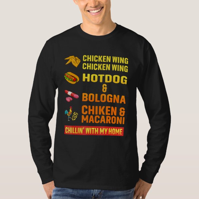 Chicken Wing Chicken Wing Hot Dog And Bologna T-Shirt (Front)