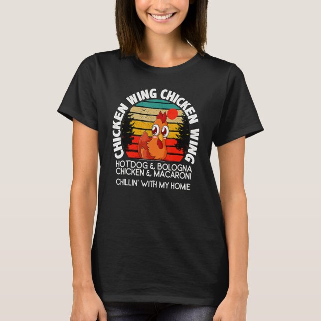 Chicken Wing Chicken Wing Hot Dog Bologna Macaroni T-Shirt (Front)