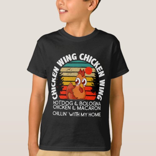 Chicken Wing Chicken Wing Hot Dog Bologna Macaroni T_Shirt
