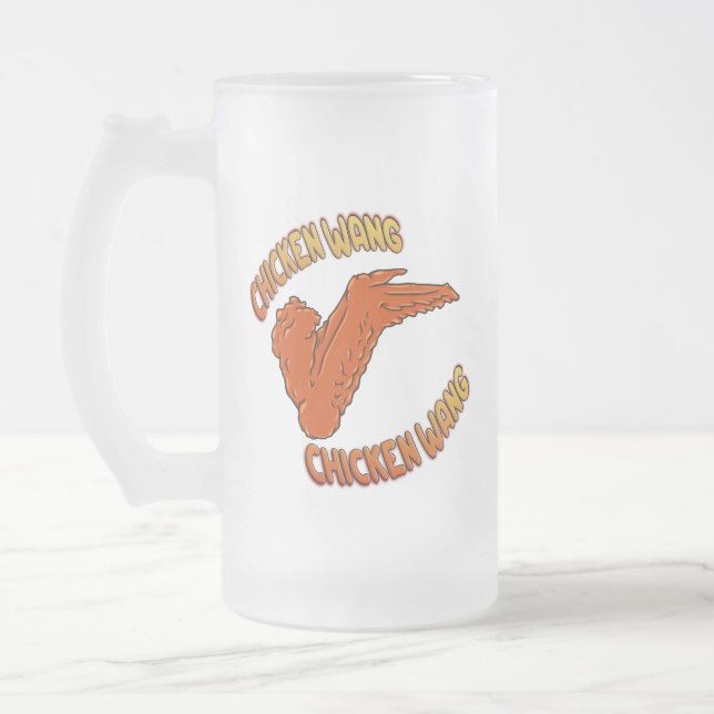Chicken Wing Frosted Glass Mug (Left)