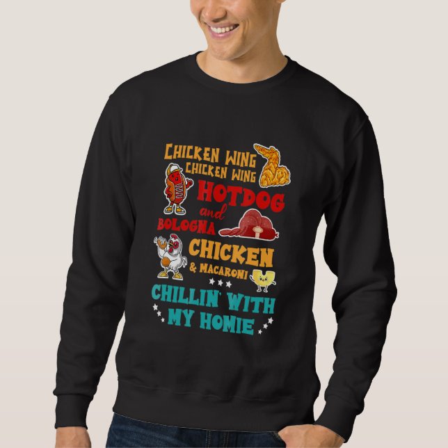 Chicken Wing Hot Dog And Bologna Chicken & Macaron Sweatshirt (Front)