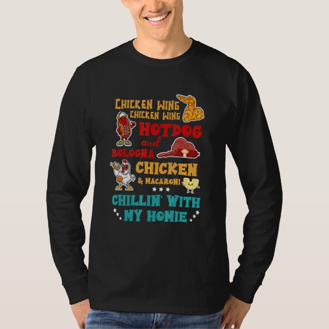 Chicken Wing Hot Dog And Bologna Chicken & Macaron T-Shirt (Front)