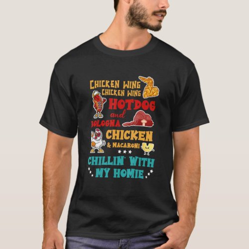 Chicken Wing Hot Dog And Bologna Chicken  Macaron T_Shirt