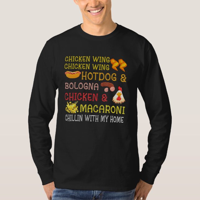Chicken Wing Hot Dog Bologna Kids Macaroni Chillin T-Shirt (Front)
