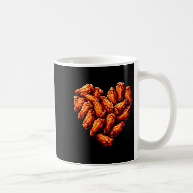 Chicken Wings Are My Valentine Heart Funny Valenti Coffee Mug (Right)