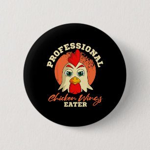 Chicken Wings Eater Retro Vintage Byrbeque Buffalo Button