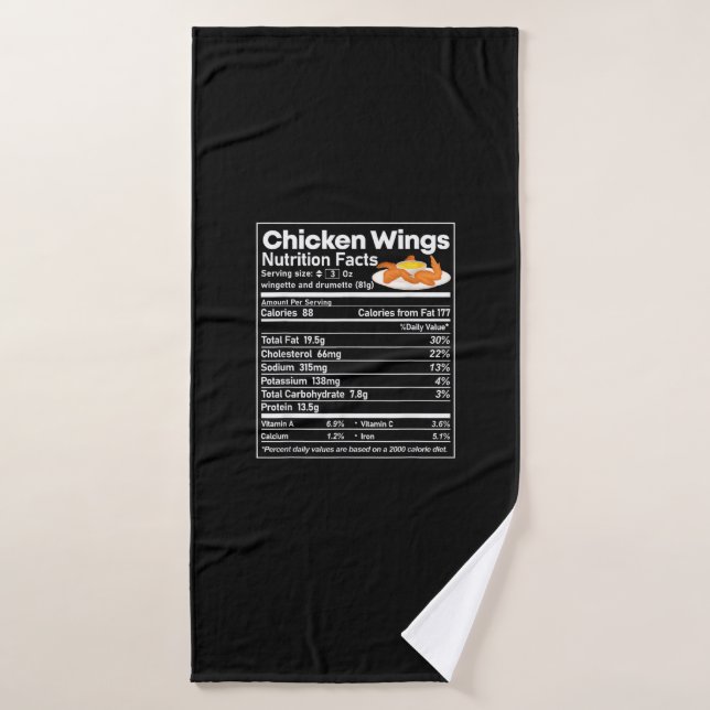 Chicken Wings Nutrition Fact Funny Thanksgiving Ch Bath Towel (Bath Towel)