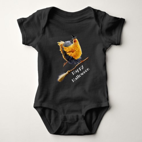 Chicken Witch on Broomstick Baby Bodysuit