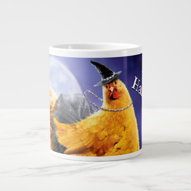 Chicken Witch on Broomstick Giant Coffee Mug (Front)