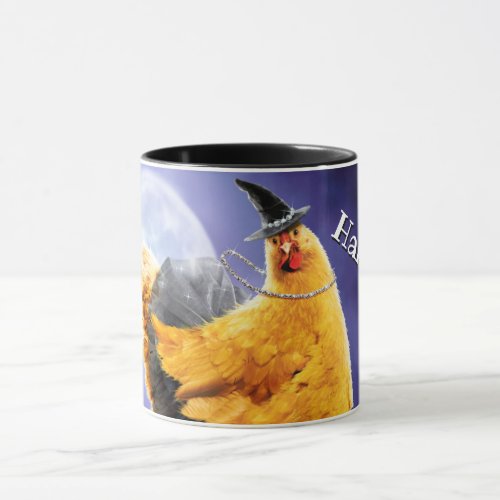 Chicken Witch on Broomstick Mug