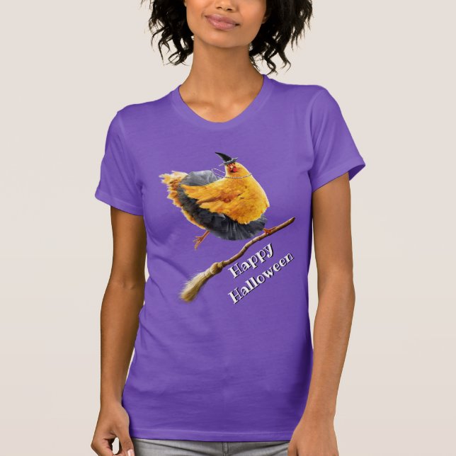 Chicken Witch on Broomstick T-Shirt (Front)