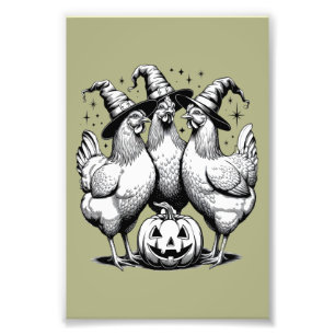 Chicken Witches Funny Halloween Vintage Witch Photo Print