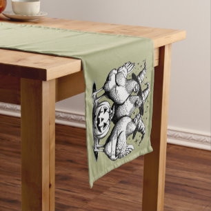 Chicken Witches Funny Halloween Vintage Witch  Short Table Runner