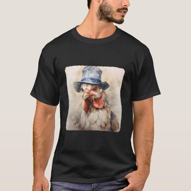 Chicken With A Farmers Farm Chicken Wearing Bird T-Shirt (Front)