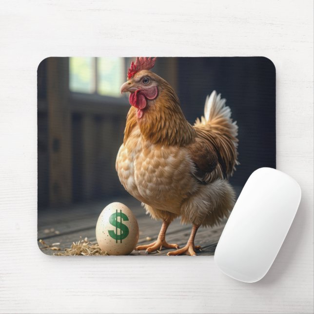 Chicken With an Expensive Egg Mouse Pad (With Mouse)