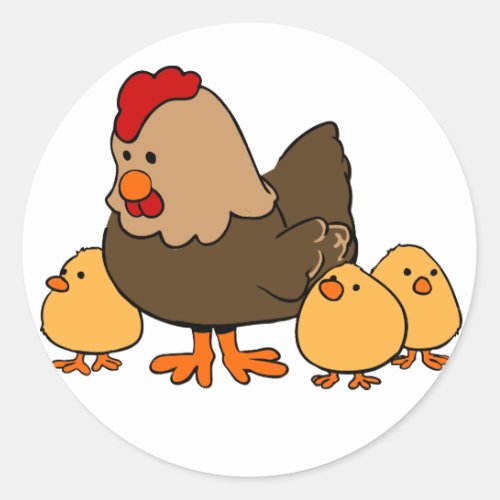 Chicken with Baby Chicks Sticker