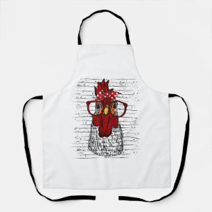 Chicken with bandana headband and glasses cute apron