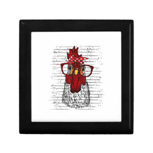 Chicken with bandana headband and glasses cute gift box