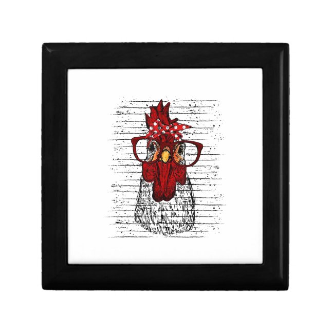 Chicken with bandana headband and glasses cute gift box (Front)