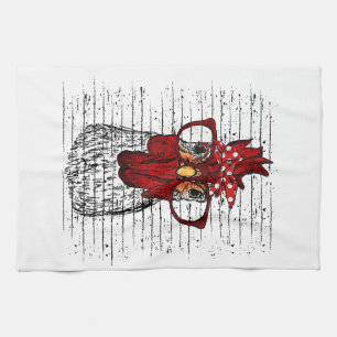 Chicken with bandana headband and glasses cute kitchen towel