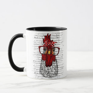 Chicken with bandana headband and glasses cute mug