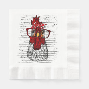 Chicken with bandana headband and glasses cute napkins