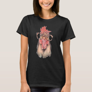 Chicken With Bandana Headband And Glasses Cute T-Shirt