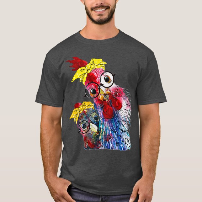 Chicken with bandana headband and glasses cute T-Shirt (Front)