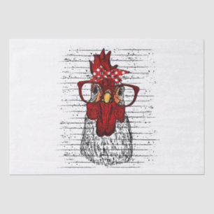 Chicken with bandana headband and glasses cute tissue paper