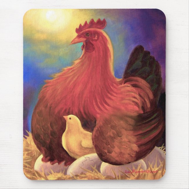 Chicken with Chick Farm Art - Multi Mouse Pad (Front)
