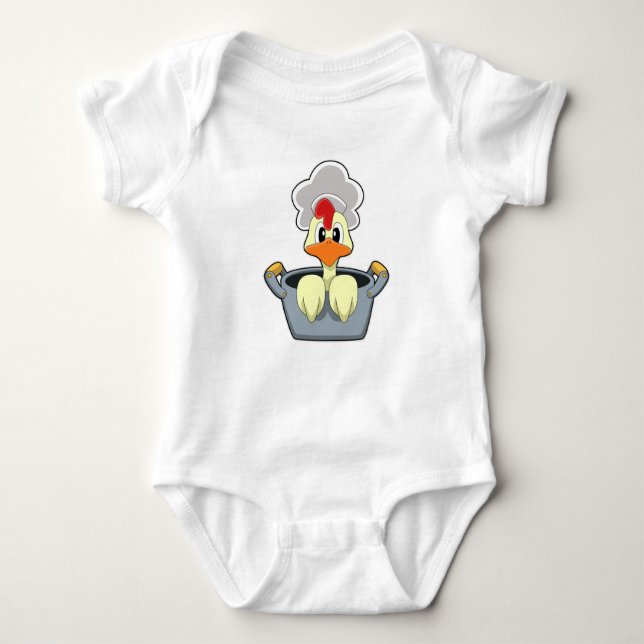 Chicken with Cooking pot Baby Bodysuit (Front)