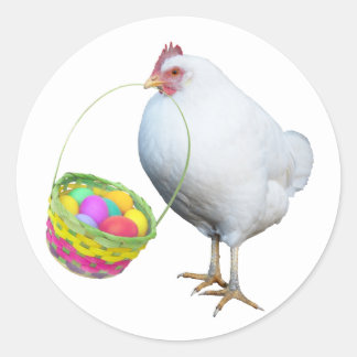Chicken with Easter Basket Sticker