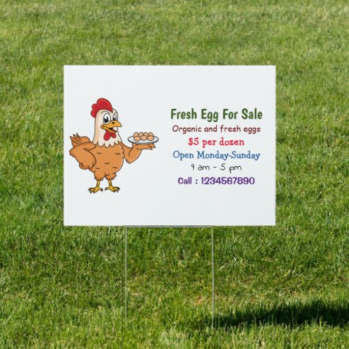Chicken with eggs cartoon fresh egg sign for sale