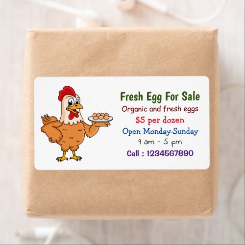 Chicken with eggs cartoon fresh egg sign for sale label