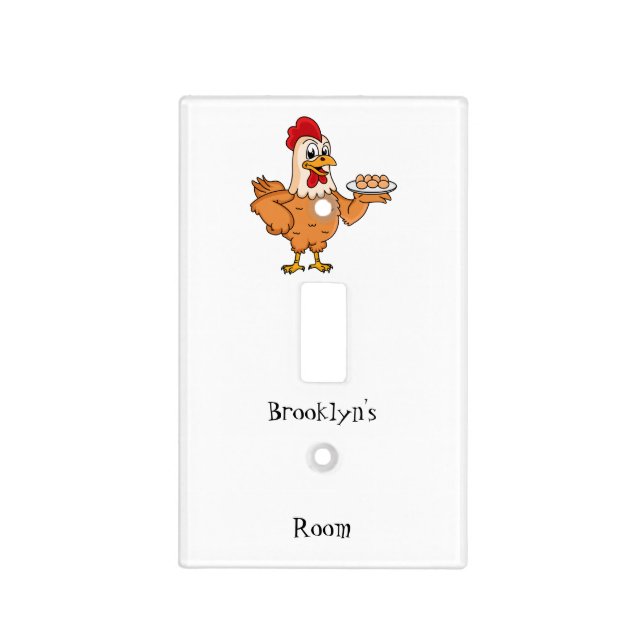 Chicken with eggs on plate cartoon (Front)