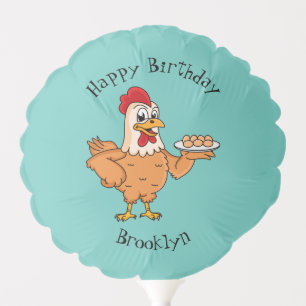 Chicken with eggs on plate cartoon balloon