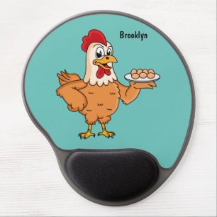 Chicken with eggs on plate cartoon gel mouse pad