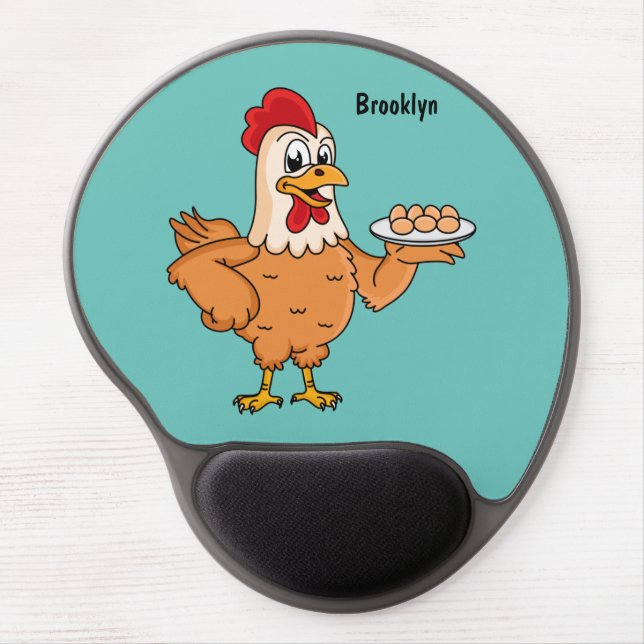 Chicken with eggs on plate cartoon gel mouse pad (Front)
