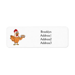 Chicken with eggs on plate cartoon label