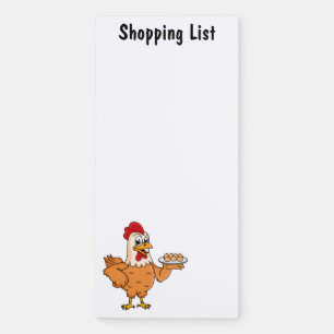 Chicken with eggs on plate cartoon magnetic notepad