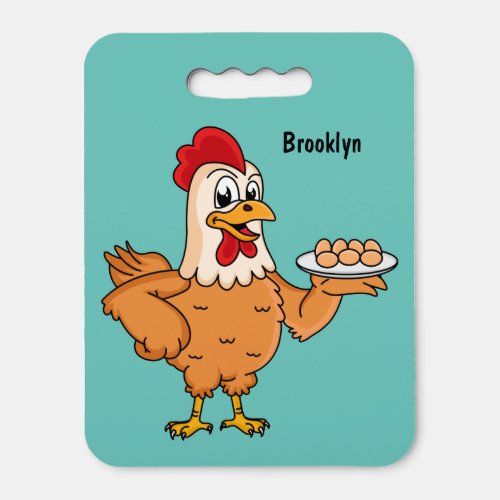 Chicken with eggs on plate cartoon seat cushion