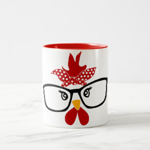 Chicken with glasses coffee mug