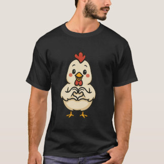 Chicken with heart Funny chicken motif with heart T-Shirt