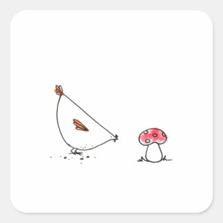 Chicken with Mushroom Square Stickers