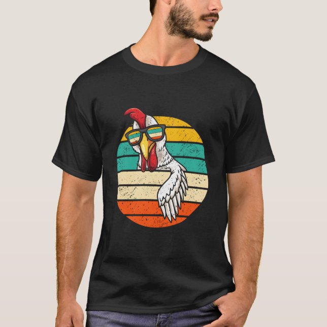Chicken With Sunglasses Farmer Poultry T-Shirt (Front)