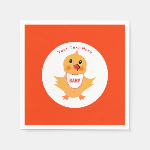 Chicken Yellow Baby Chick Personalized Paper Napkins