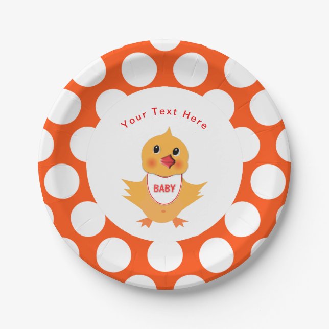 Chicken Yellow Baby Chick Personalized Paper Plates (Front)